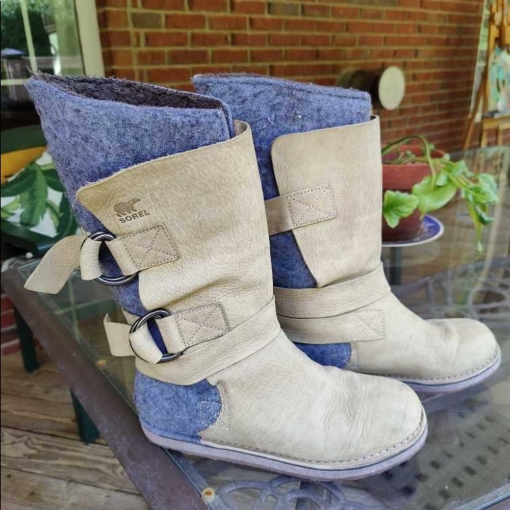 SOREL Chipahko Wool Leather Felt Blanket Winter Snow Boots Women's 9.5